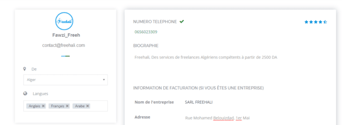 profil freehali freelance algerie