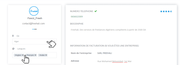 langues et wilaya freelance algerie